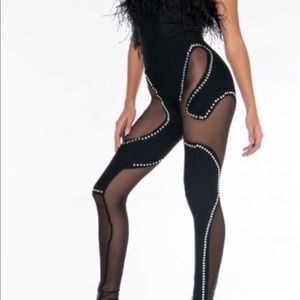 JUMPSUIT WITH FAUX FEATHERS